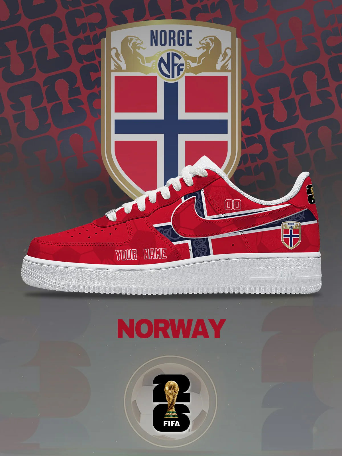 World Cup 2026 Norway V.1 Custom Air-Style Sneakers